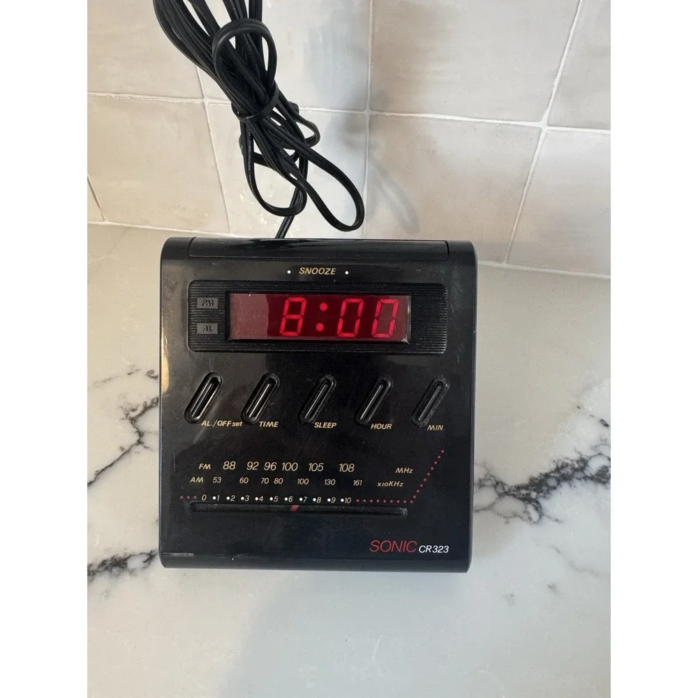 Vintage Sonic Boom CR323 Alarm Clock with Radio EUC Tested‎ Works & Sounds Great